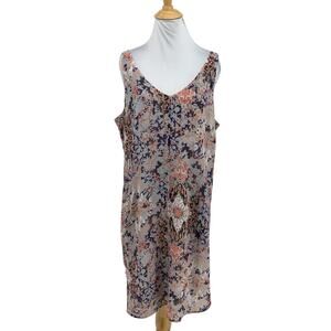 Cabi Dress Womens L Large Multi Fresco Sleeveless V Neck Floral Lined Pockets